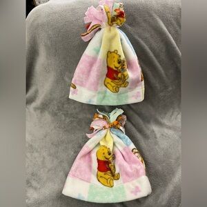 2 - Handmade Fleece Tie Beanie Featuring Winnie the Pooh and Friends